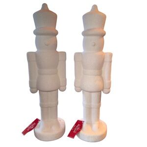 Christmas Flocked Nutcracker Set Of 2 White  Flocked 13.5” Tall Christmas Decor